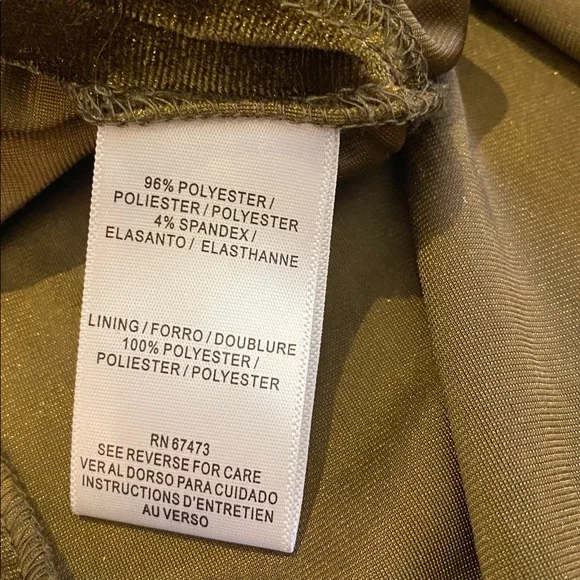 Taylor Velvet Olive Green Spaghetti Strap Side Vents Cowl Drape Front SMALL - Picture 5 of 7